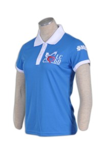P447 訂製女裝短袖衫  設計活動polo-shirt  撞色胸筒 訂做班衫專門店HK    海藍色